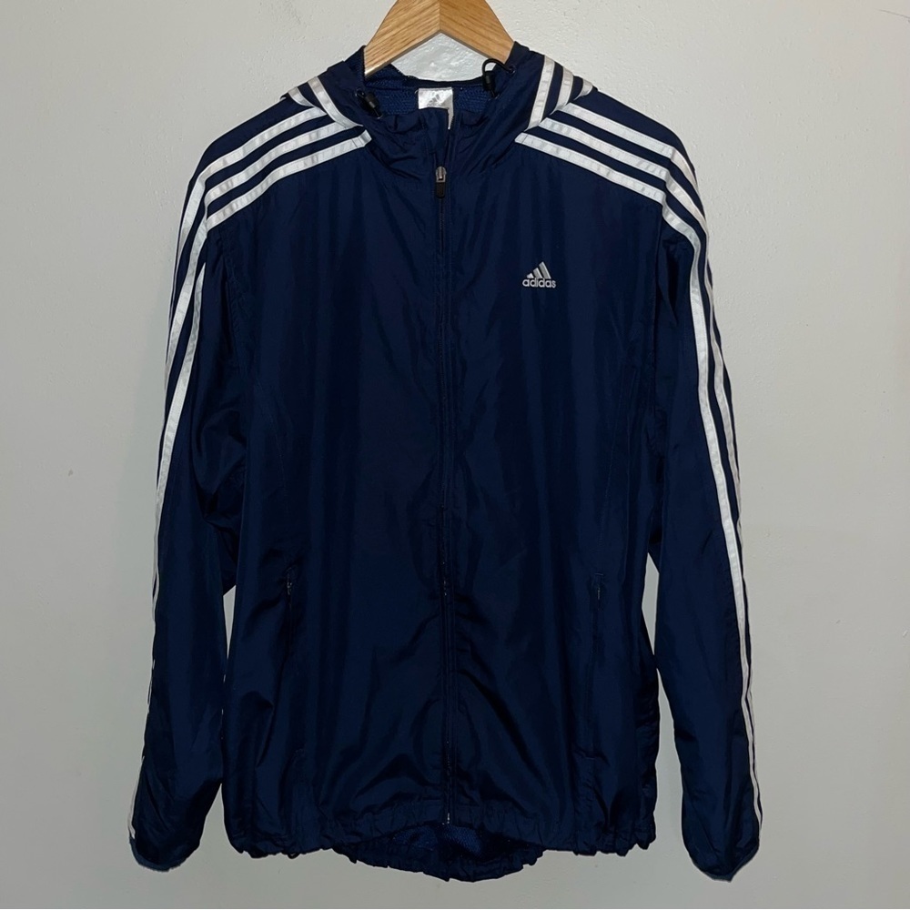 Adidas Track Jacket Windbreaker Three Stripes Full Zip Up Men’s Size Medium